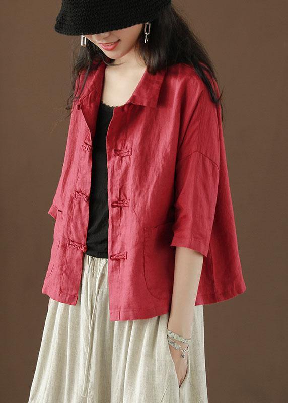 Yellow Flower Peter Pan Collar Pockets Summer Linen Top