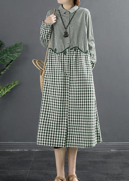 Green Plaid Patchwork Dress