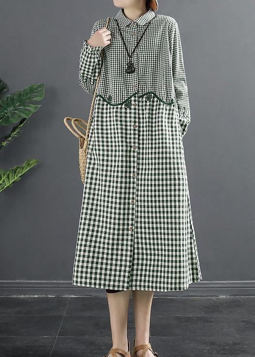 Green Plaid Patchwork Dress