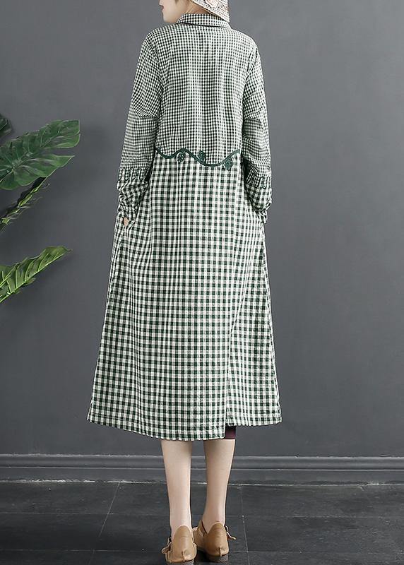 Green Plaid Patchwork Dress