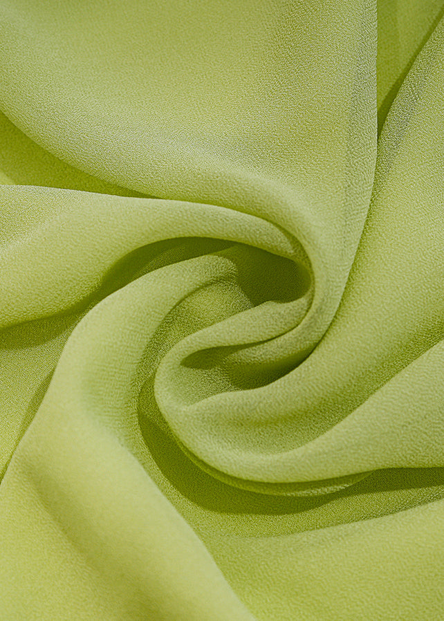 Green Ruffled Patchwork Silk Dresses Spring