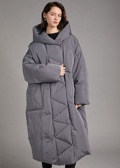 Grey Button Winter Duck Down Jackets
