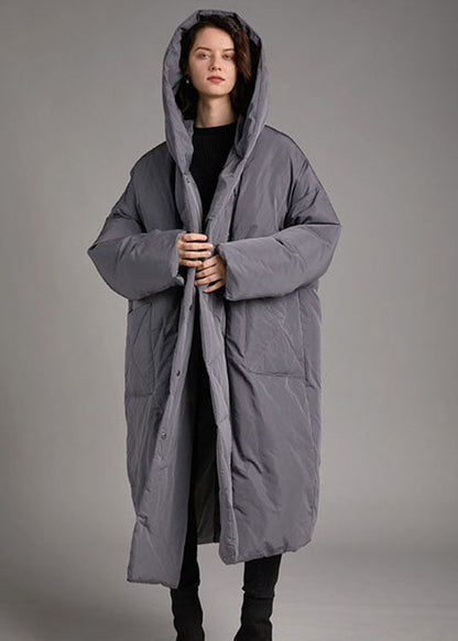 Grey Button Winter Duck Down Jackets