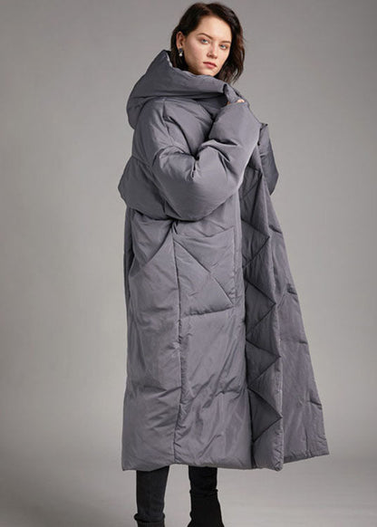 Grey Button Winter Duck Down Jackets