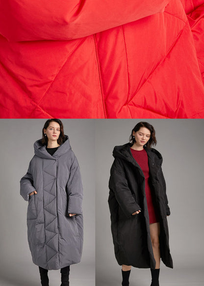 Grey Button Winter Duck Down Jackets