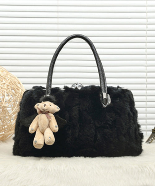Grey the Rabbit Wool Durable Satchel Handbag