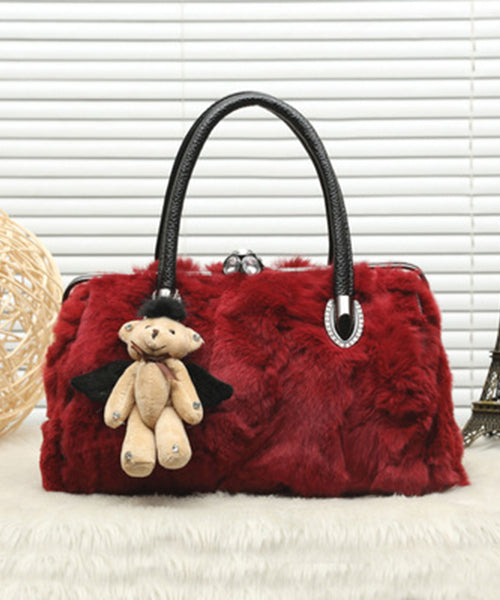 Grey the Rabbit Wool Durable Satchel Handbag