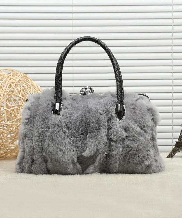 Grey the Rabbit Wool Durable Satchel Handbag
