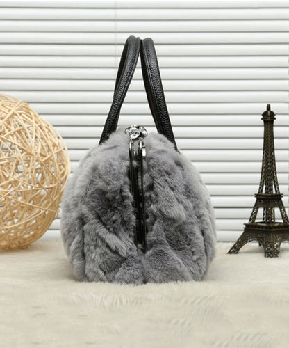 Grey the Rabbit Wool Durable Satchel Handbag