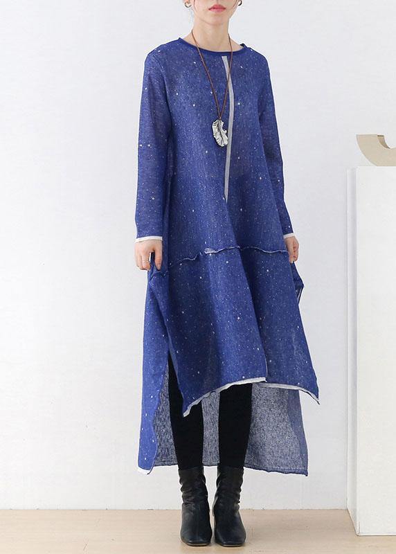 Grey White Low High Side Open Fall Knitted Dress