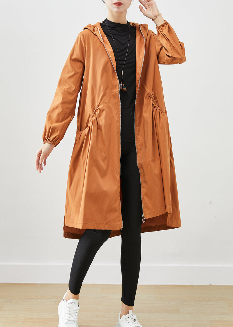 Khaki Hooded Pockets Cotton Trench Fall