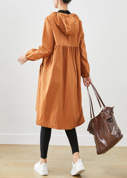 Khaki Hooded Pockets Cotton Trench Fall