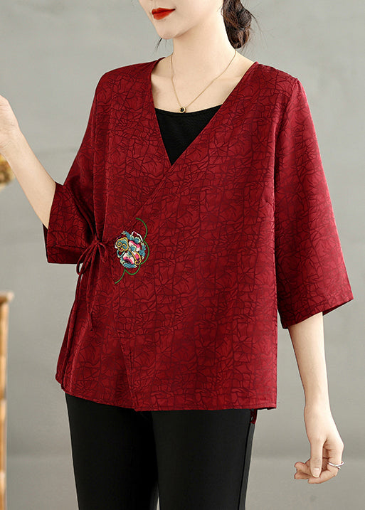 Mulberry Embroidered Silk Shirt Half Sleeve