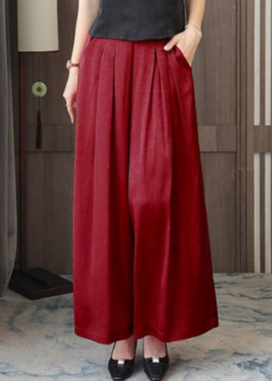 Mulberry Pockets Print High Waist Silk Wide Leg Pants Skirt Fall