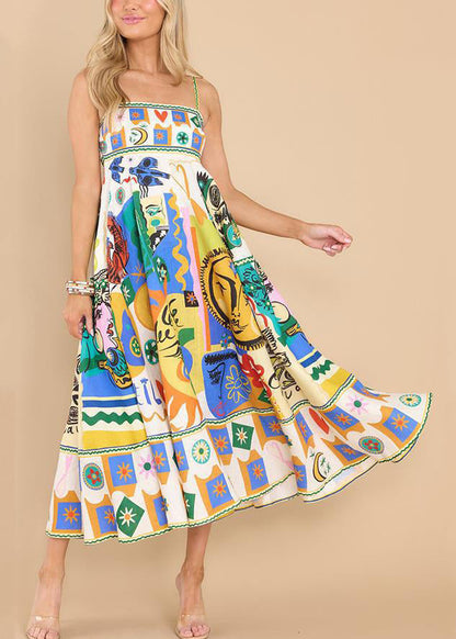 Multi Print Spaghetti Strap Dress Sleeveless