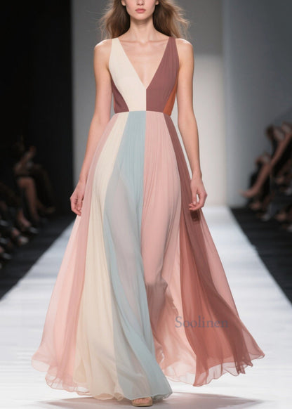 Multicolour Exra Large Hem Patchwork Chiffon Dress Summer