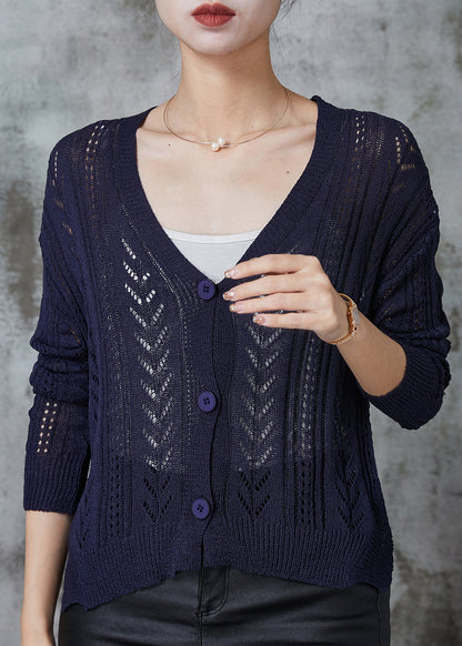 Navy Button Down Knit Cardigan Spring