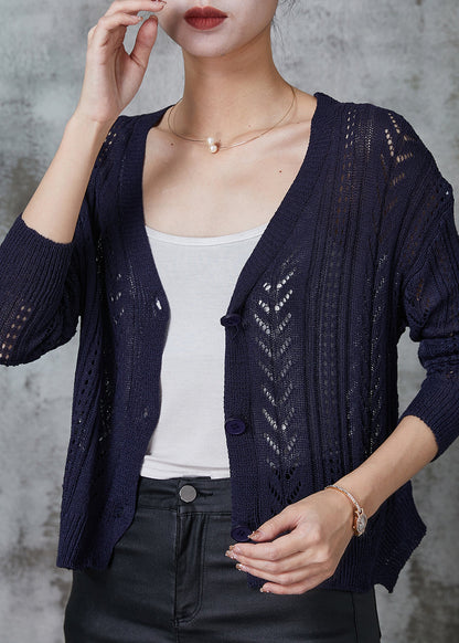 Navy Button Down Knit Cardigan Spring