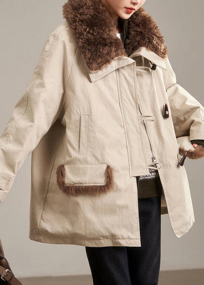 Navy Peter Pan Collar Fur Collar Duck Down Puffer Coat Winter