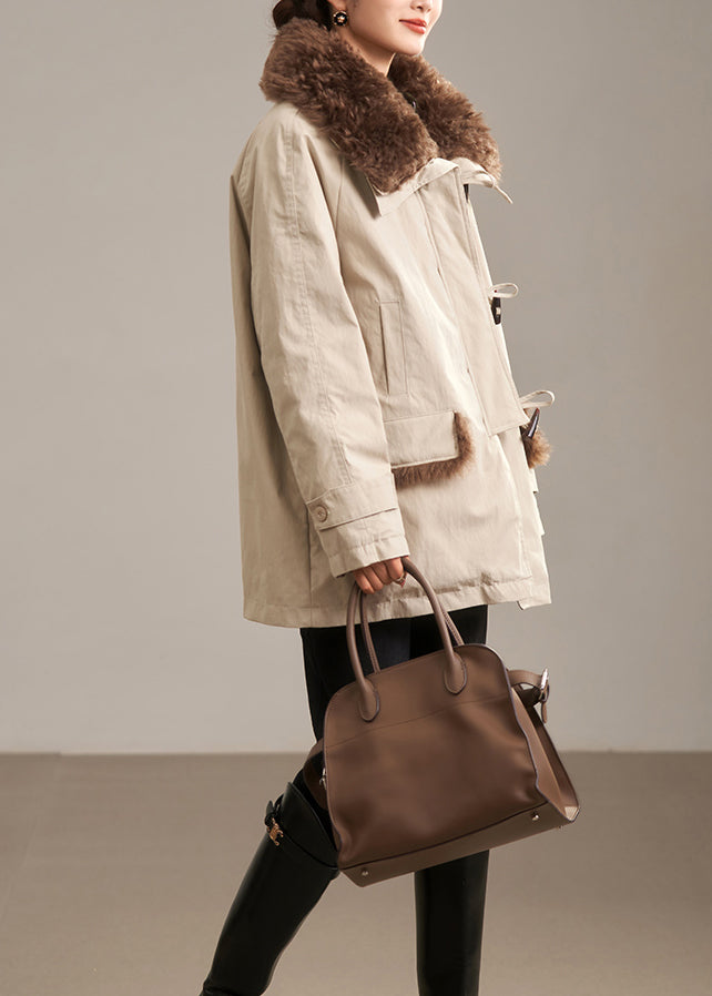 Navy Peter Pan Collar Fur Collar Duck Down Puffer Coat Winter