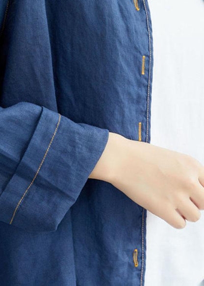 Beautiful Navy V Neck Button Fall Long sleeve Coat
