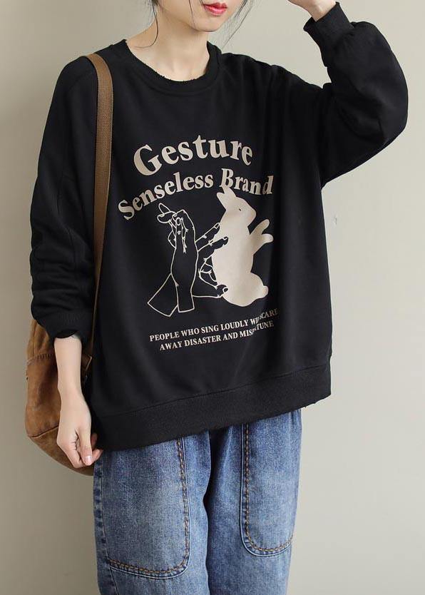Beautiful O Neck Spring Shirts Black Letter Blouses