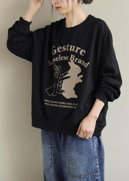 Beautiful O Neck Spring Shirts Black Letter Blouses