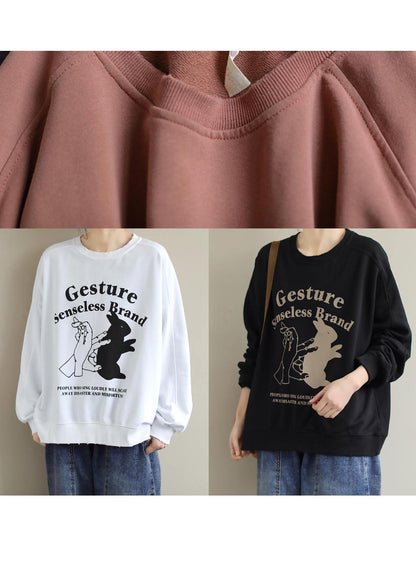 Beautiful O Neck Spring Shirts Black Letter Blouses