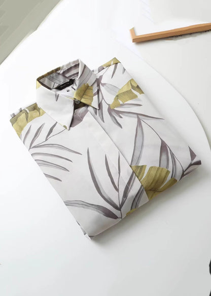 Beautiful Peter Pan Collar Print Button Shirt Spring