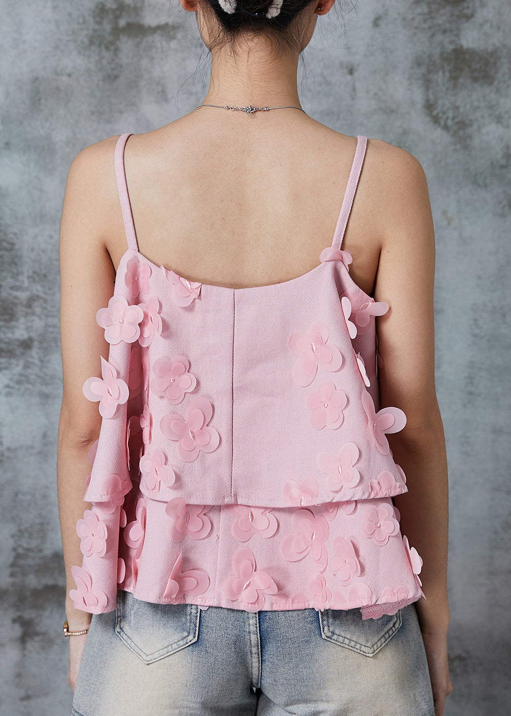 Pink Butterfly Cotton Spaghetti Strap Top Summer