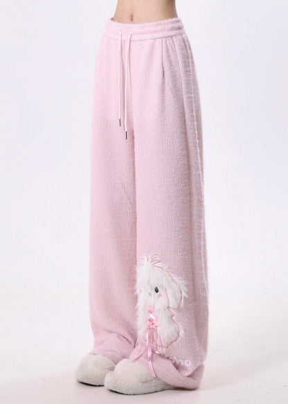Pink Dog Fluffy Straight Pants Spring