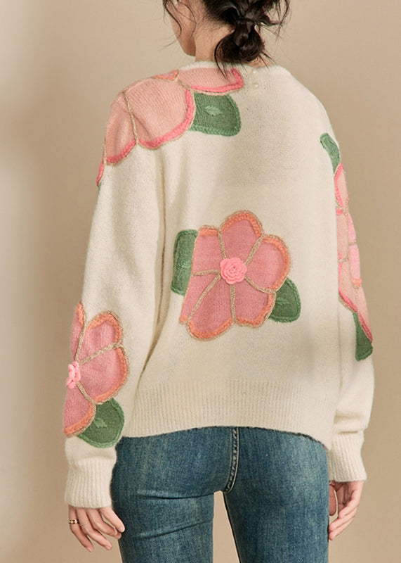 Pink Patchwork Cozy Cotton Knit Sweaters Spring