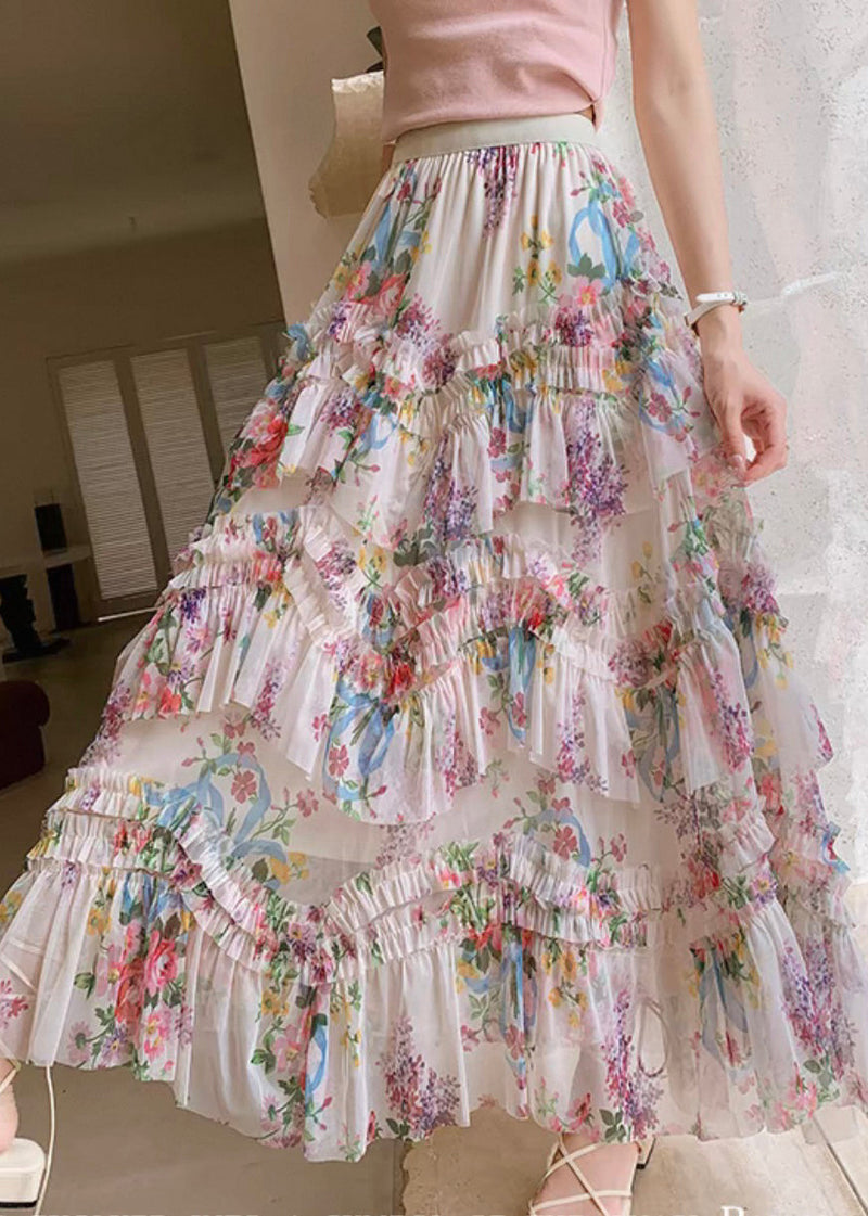 Pink Ruffled Patchwork Asymmetrical Tulle Skirts