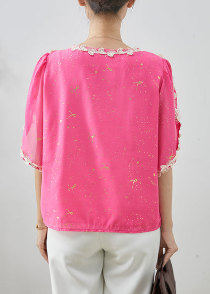 Pink Sequins Patchwork Chiffon Tank Tops Summer