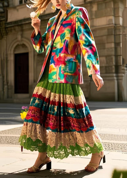 Polychrome Hollow Out Exra Large Hem Lace Skirt Spring