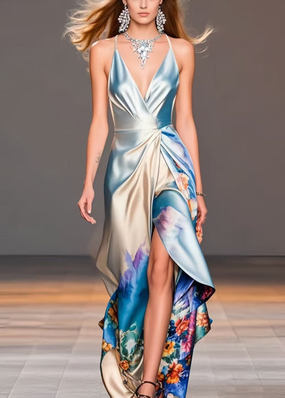 Print Asymmetrical Design Backless Vestidos Dress Summer