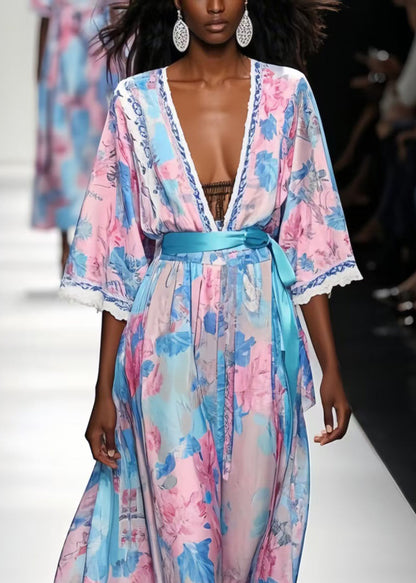 Print Draping Chiffon Tunic Dress Summer