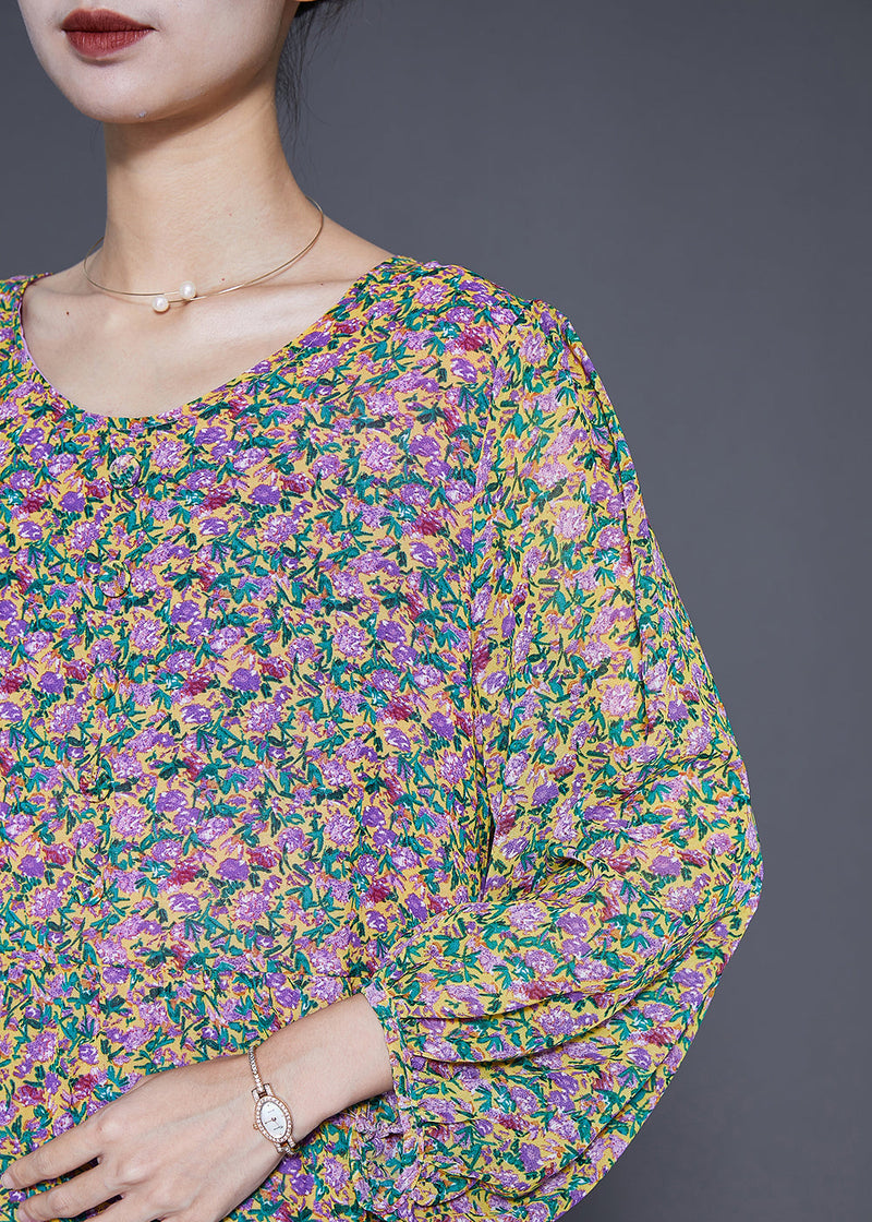 Print Tie Waist Chiffon Holiday Dress Bracelet Sleeve