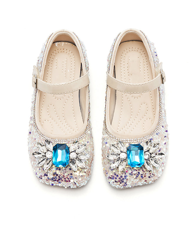 Purple Crystal Zircon Kids Buckle Strap Flat Shoes