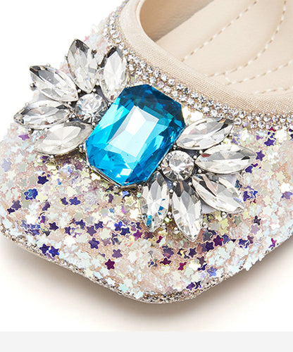 Purple Crystal Zircon Kids Buckle Strap Flat Shoes