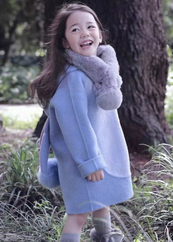 Purple Hooded Pockets Patchwork Woolen Coat Spring