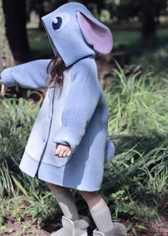 Purple Hooded Pockets Patchwork Woolen Coat Spring