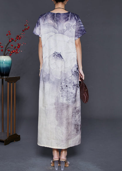 Purple Tie Dye Cotton Long Dress Summer