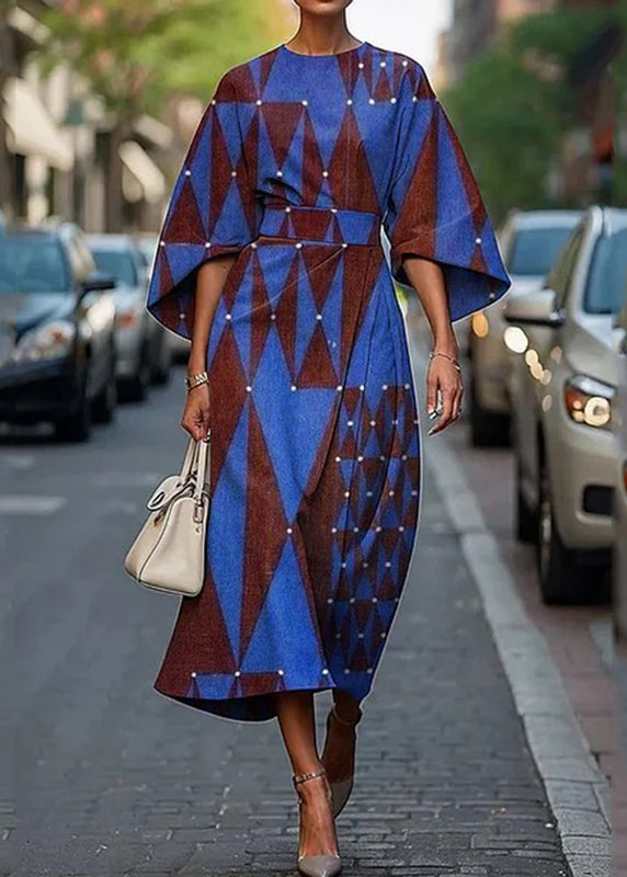 Rainbow O-neck Print Maxi Dresses Summer