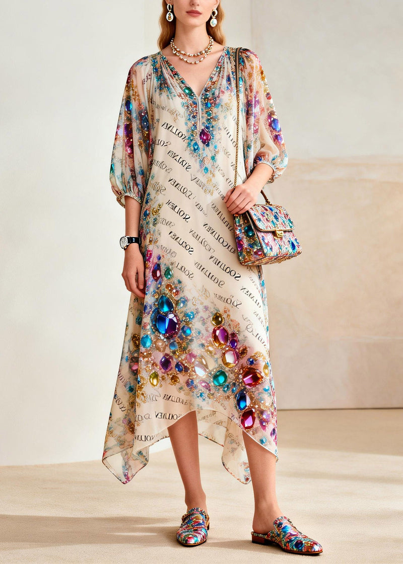 Rainbow Print Holiday Maxi Dress Summer
