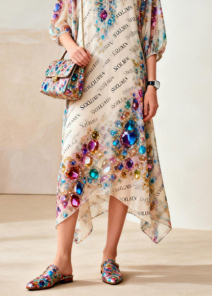 Rainbow Print Holiday Maxi Dress Summer