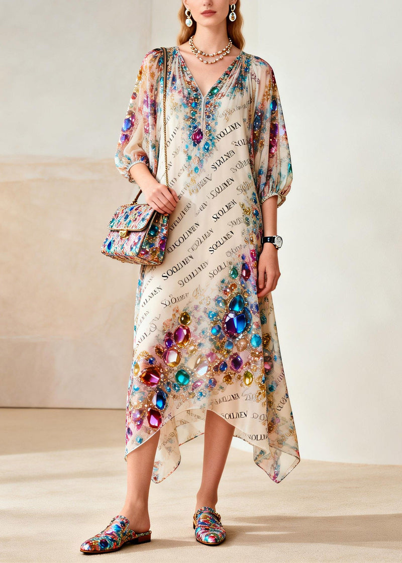Rainbow Print Holiday Maxi Dress Summer