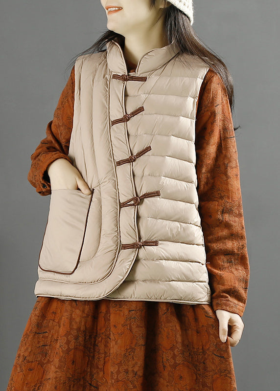 Red Chinese Button Warm Duck Down Filled Witner Vest