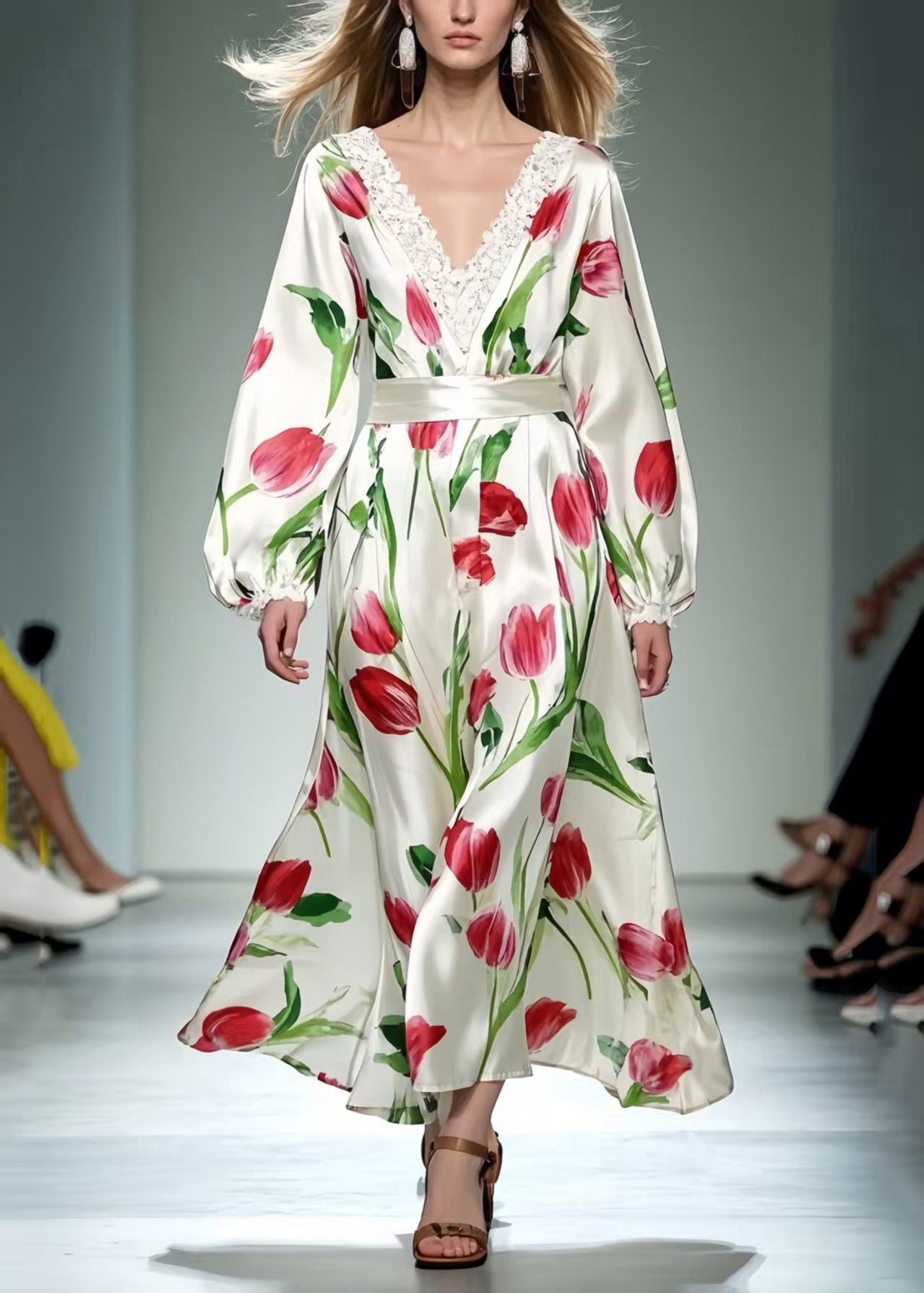 Red Silk Dress Exra Large Hem Spring