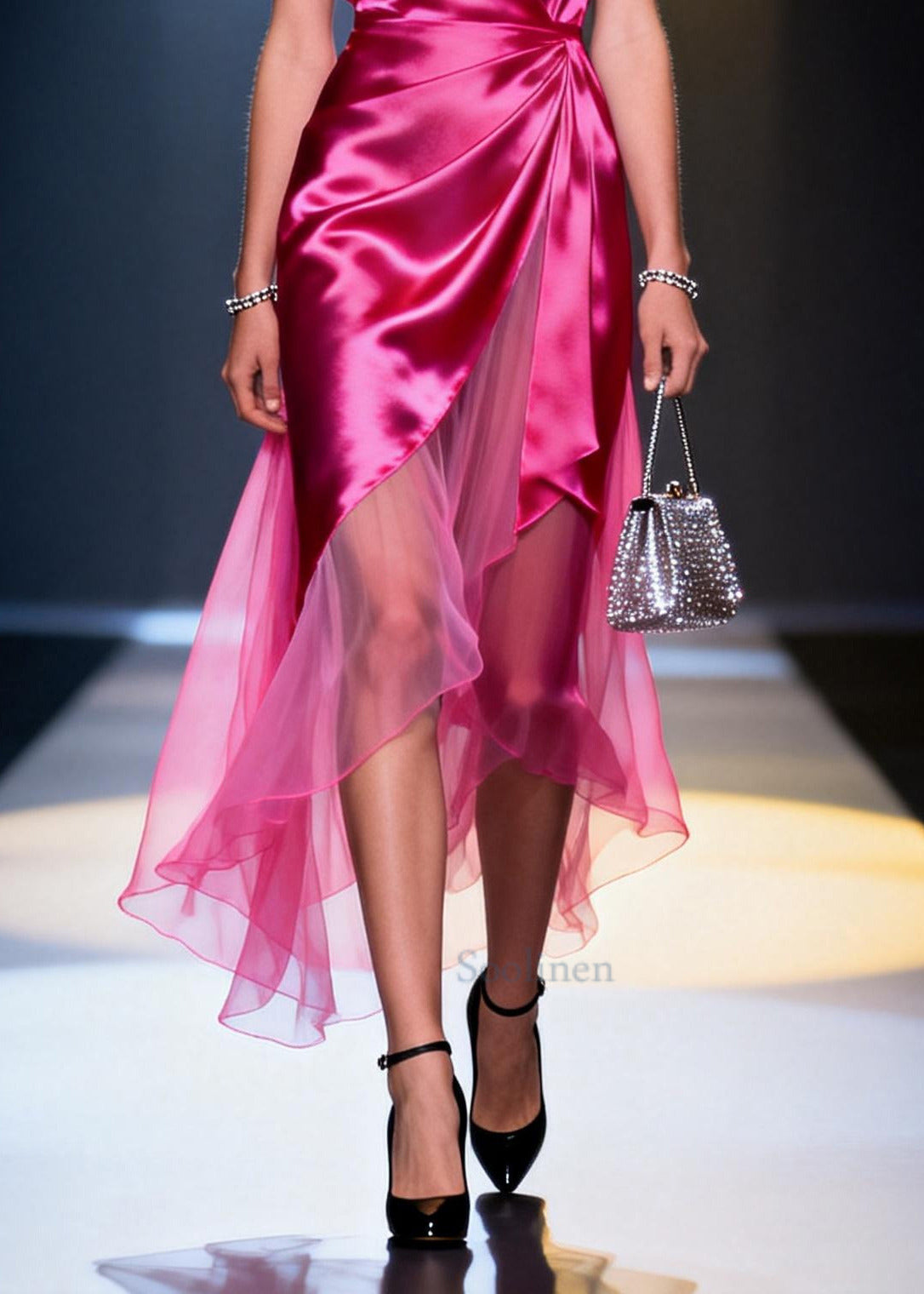 Rose Asymmetrical Patchwork Tulle Holiday Dress Summer